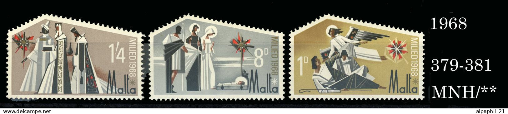 Malta: Star Of Bethlehem And Angel Waking Shepherds, 1968 - Malte
