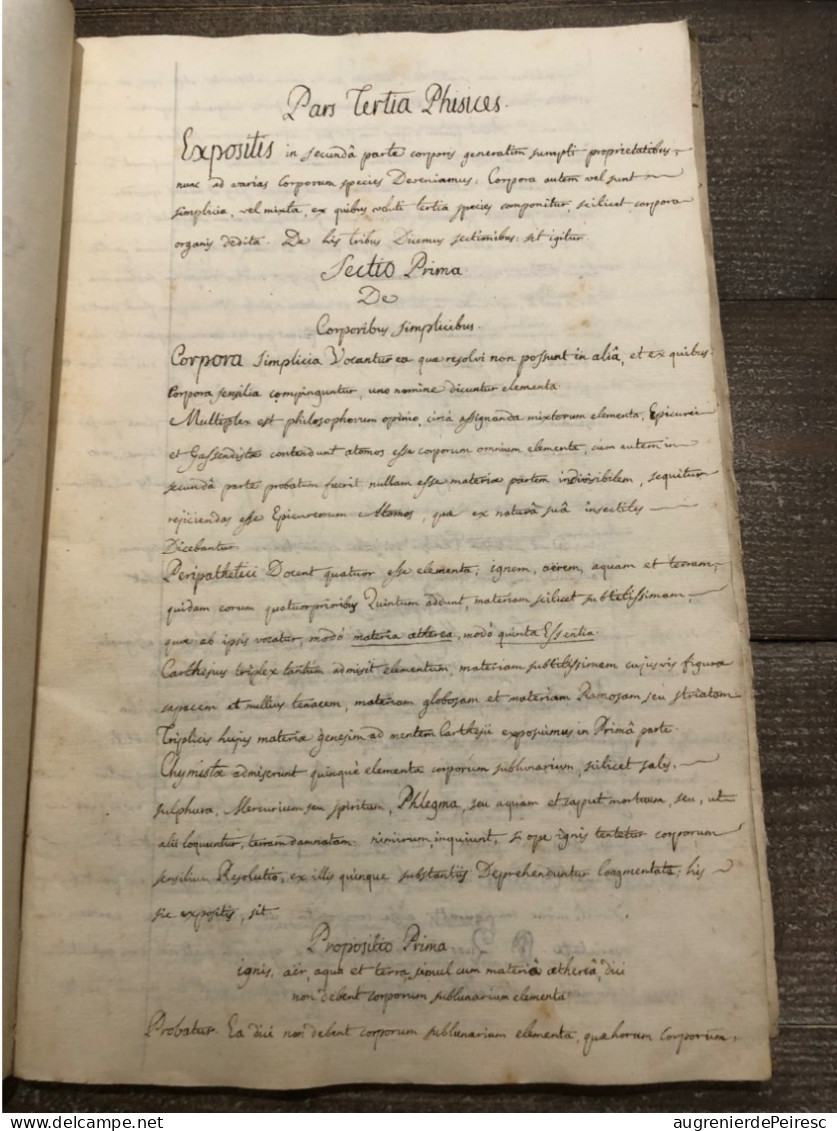 Manuscrit De Physique En Latin  XVIIIeme , XIXeme Siècle ? - Manuscripts