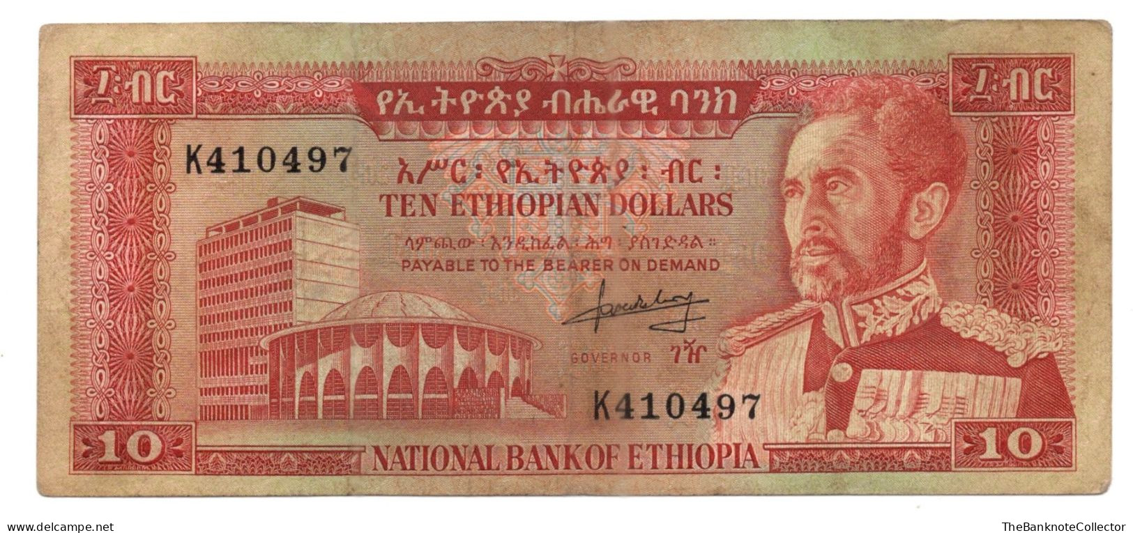 Ethiopia 10 Birr  ND1966 P-27 Fine Emperor Haile Selasse - Ethiopië