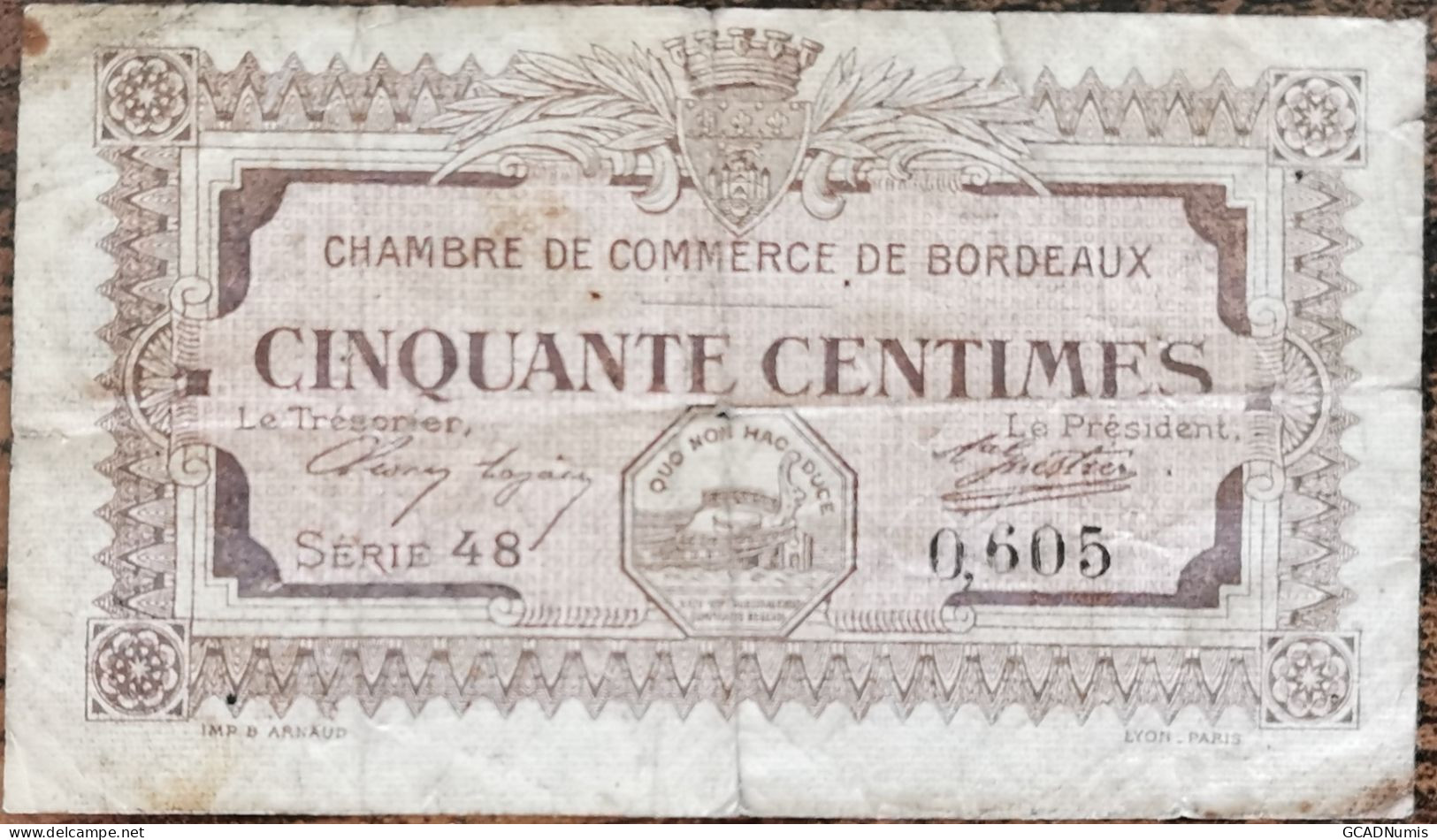 Billet 50 Centimes Chambre De Commerce De BORDEAUX 1917 - Nécessité - Série 48 - Handelskammer