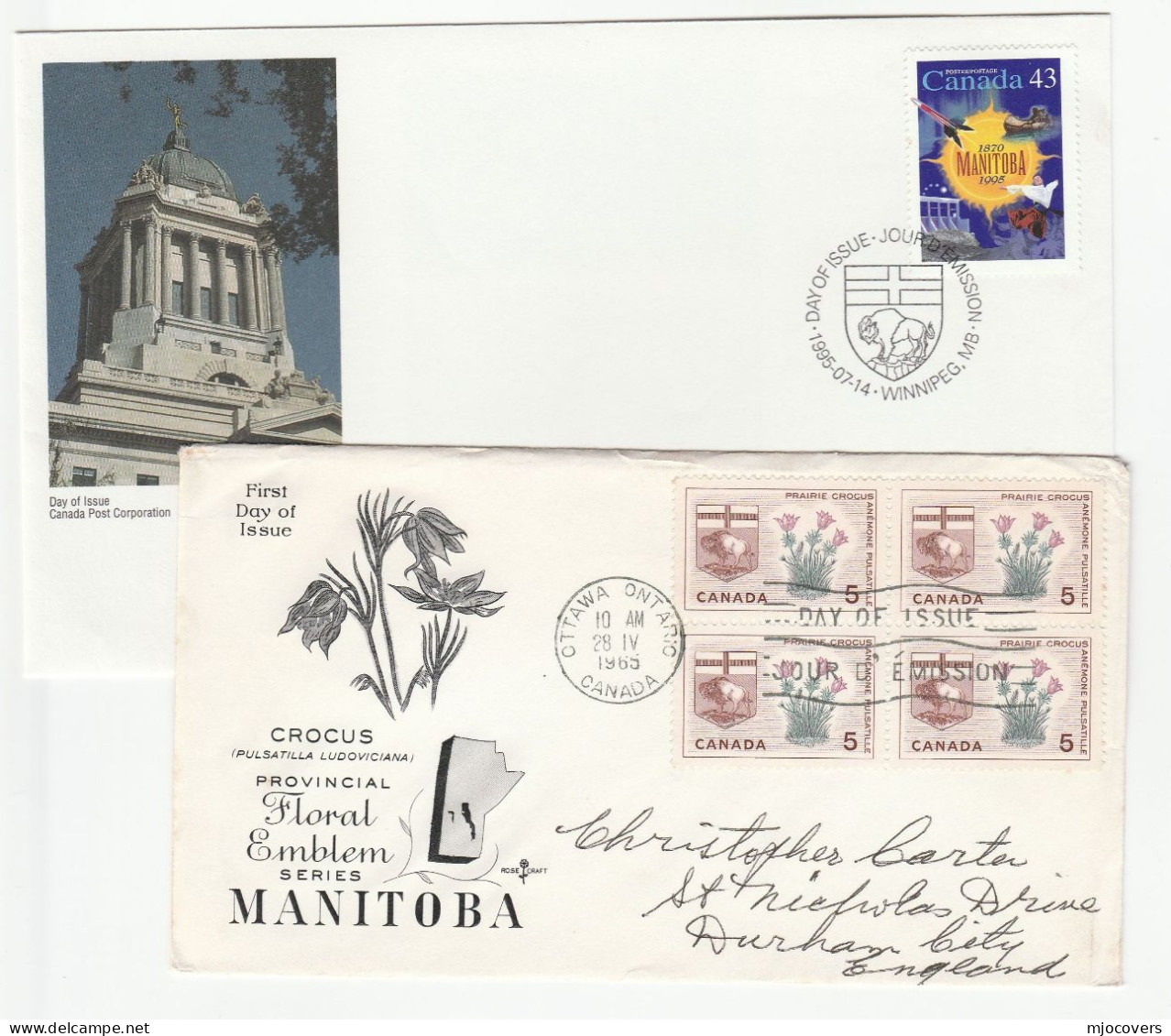 BISON  2 Diff FDCs CANADA Stamps Cover Fdc Buffalo 1966 -2014 Manitoba - 1961-1970