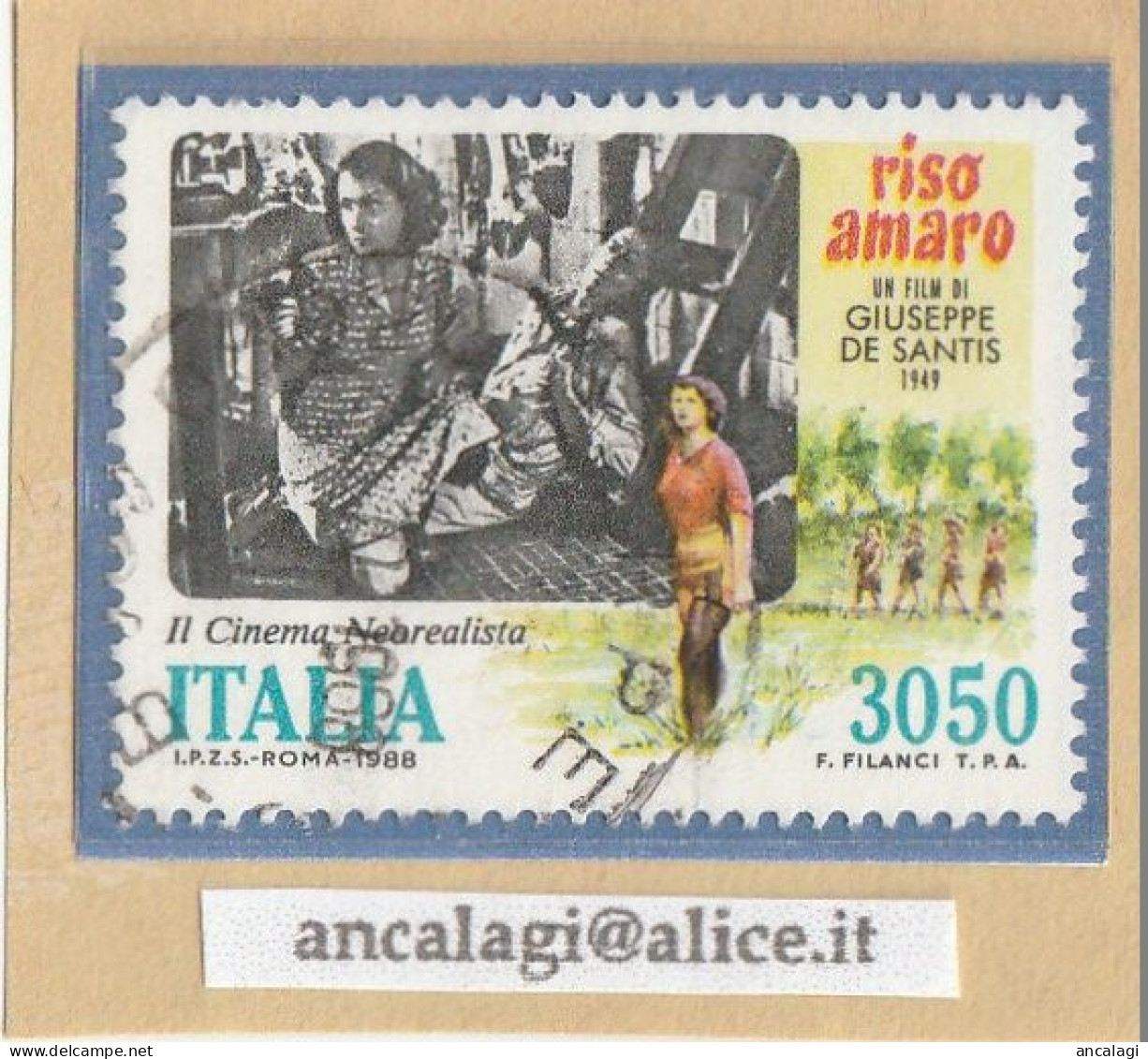 USATI ITALIA 1988 - Ref.0580 "CINEMA ITALIANO" 1 Val. - 1981-90: Usados