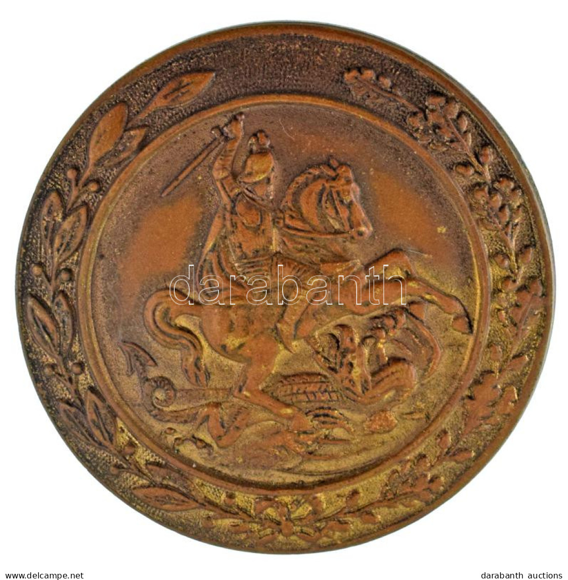 Osztrák-Magyar Monarchia ~1914. "Lovassági ügyességi Jelvény" Szent Györgyöt ábrázoló Bronz Jelvény (47mm) T:AU,XF - Zonder Classificatie