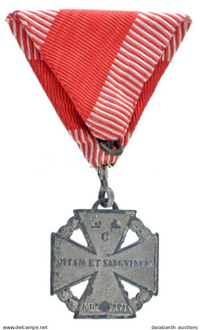 1916. "Károly-csapatkereszt" Zn Kitüntetés Mellszalagon T:AU  Hungary 1916. "Charles Troop Cross" Zn Decoration With Rib - Unclassified