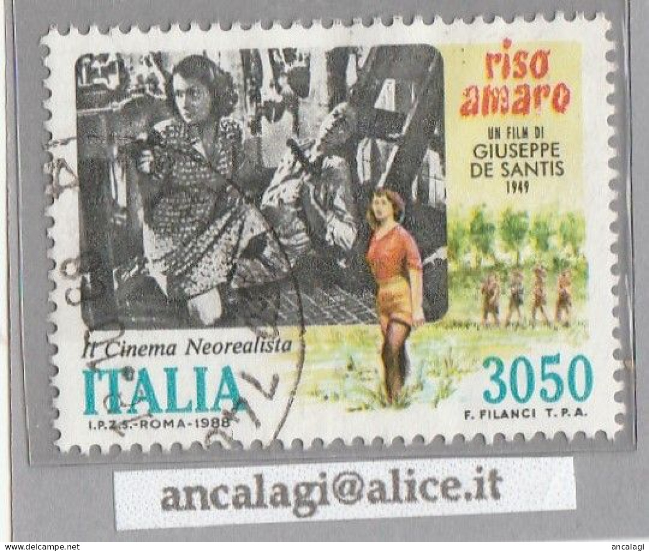 USATI ITALIA 1988 - Ref.0580A "CINEMA ITALIANO" 1 Val. - 1981-90: Used