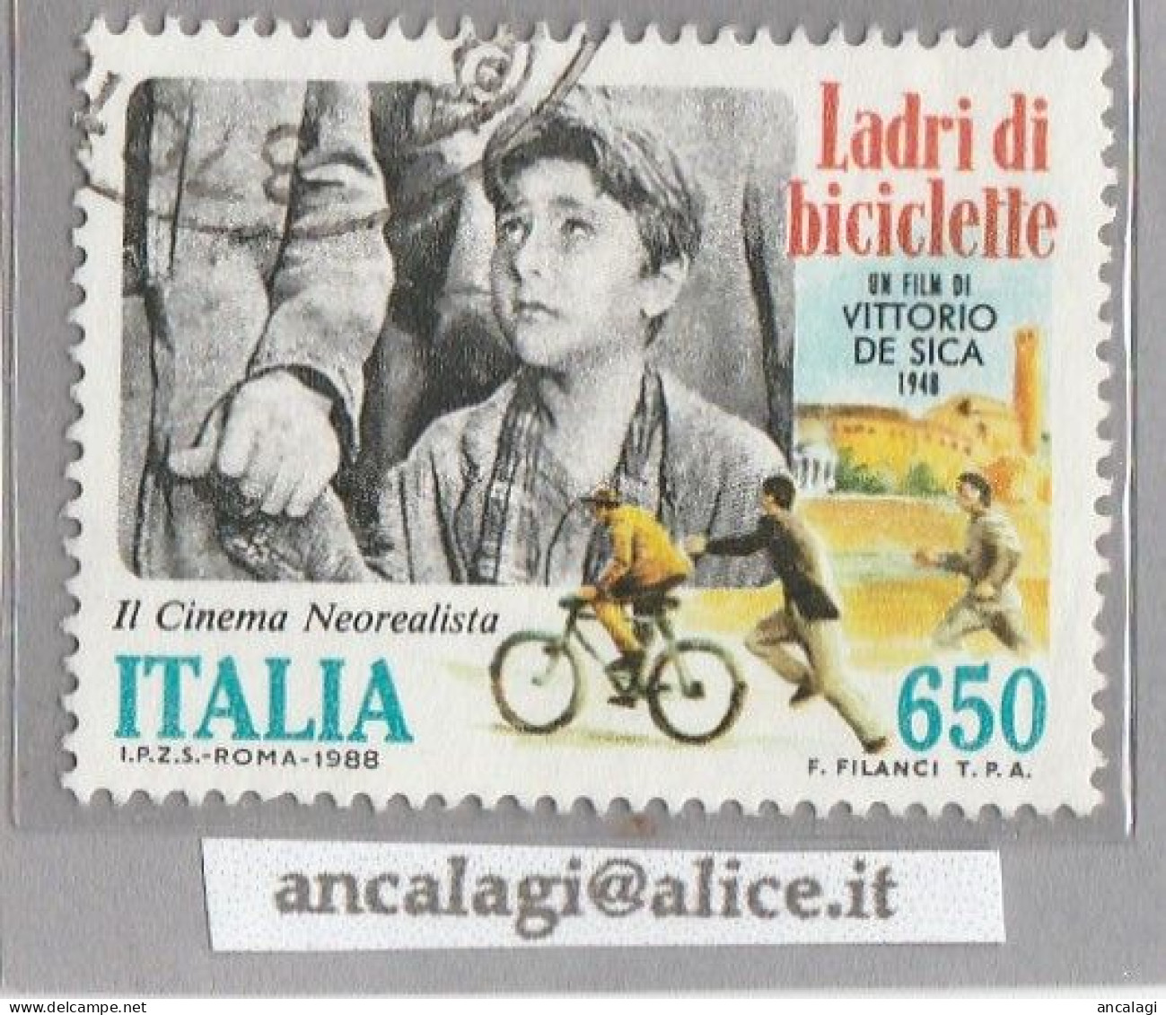 USATI ITALIA 1988 - Ref.0580B "CINEMA ITALIANO" 1 Val. - 1981-90: Afgestempeld