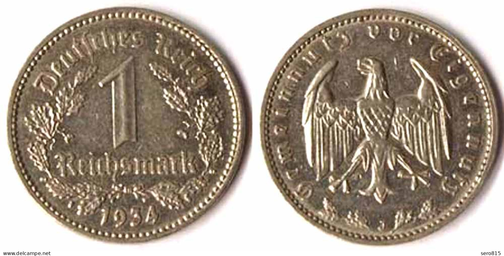 Deutsches Reich - 1 Reichsmark 1934 J - 3.Reich Jäger 354    (112 - 1 Reichsmark