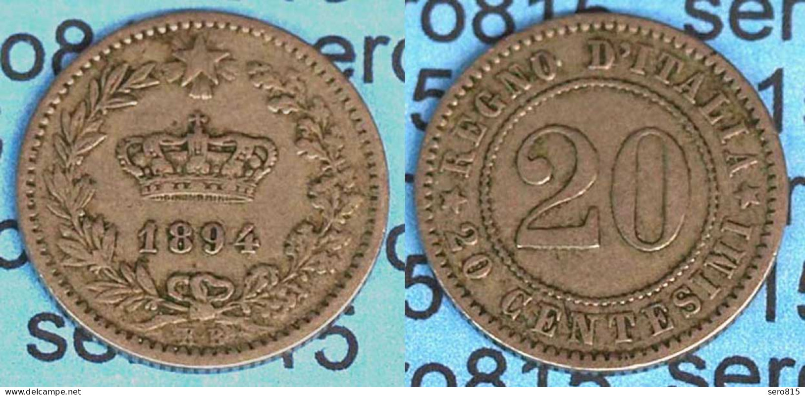 ITALIEN - ITALY  20 Centesimi Münze 1894 Umberto I. 1878-1900    (492 - Andere & Zonder Classificatie