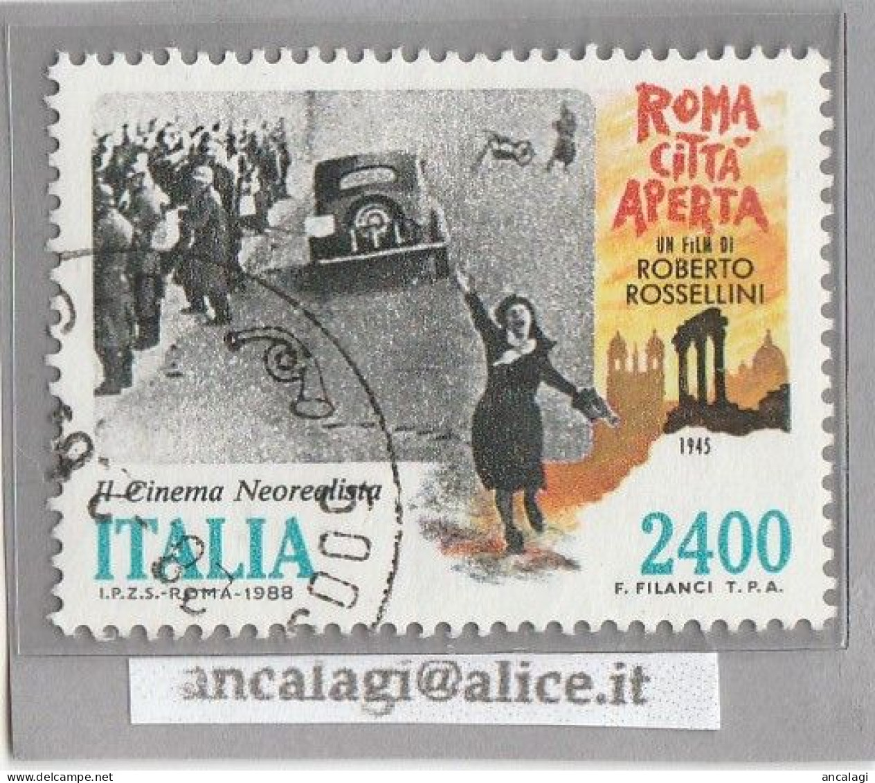 USATI ITALIA 1988 - Ref.0580C "CINEMA ITALIANO" 1 Val. - 1981-90: Used