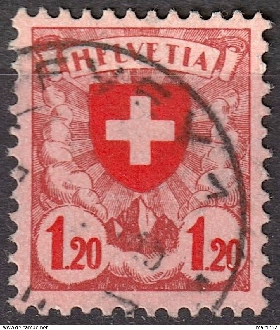 Schweiz Suisse 1924: Variante HFLVETIA Zu 164.2.01 Mi 195 Abart Yv 209 Variété Mit Stempel VEVEY 1 (Zumstein CHF 120.00) - Abarten