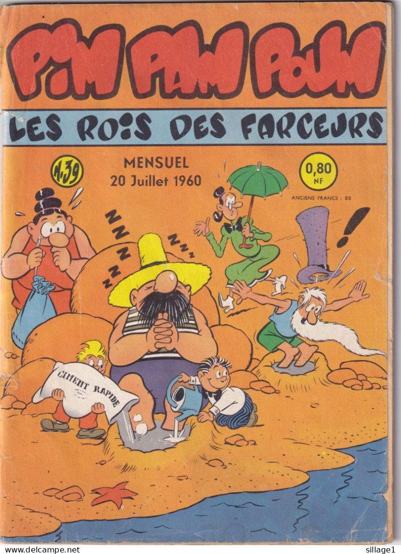 PIM PAM POUM Les Rois Des Farceurs Mensuel 20 Juillet 1960 Imp. George Lang - BD Originale Ancienne - N° 39 - Pim Pam Poum