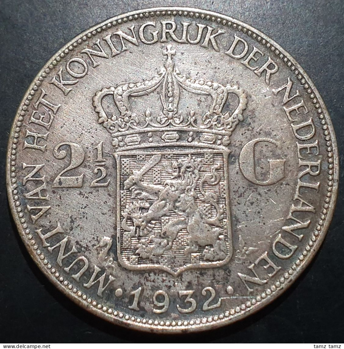 Netherlands 2 1/2 2.5 Gulden Wilhelmina 1932 Silver - Indonesië