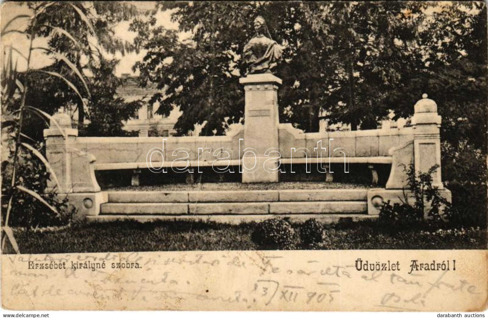 T3 1905 Arad, Erzsébet Királyné (Sissi) Szobra / Statue Of Empress Elisabeth Of Austria (Sisi) (EB) - Non Classés