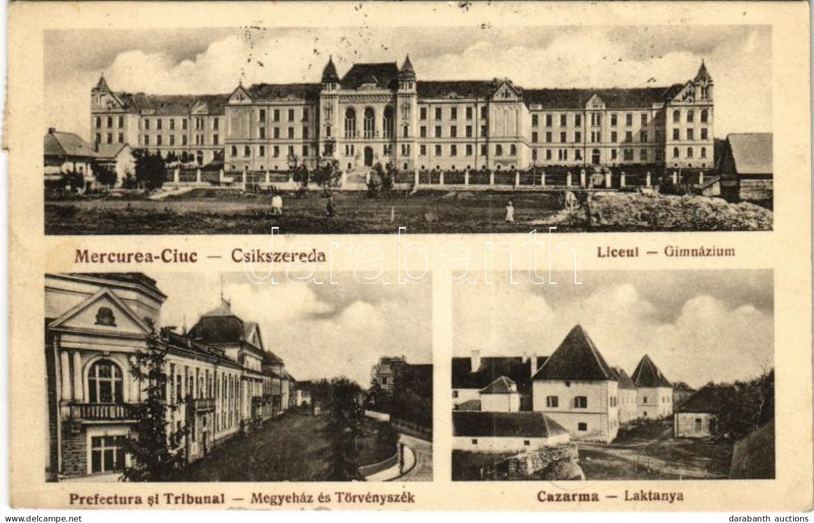 T2/T3 1928 Csíkszereda, Miercurea Ciuc; Liceul, Prefectura Si Tribunal, Cazarma / Gimnázium, Megyeház és Törvényszék, La - Non Classificati