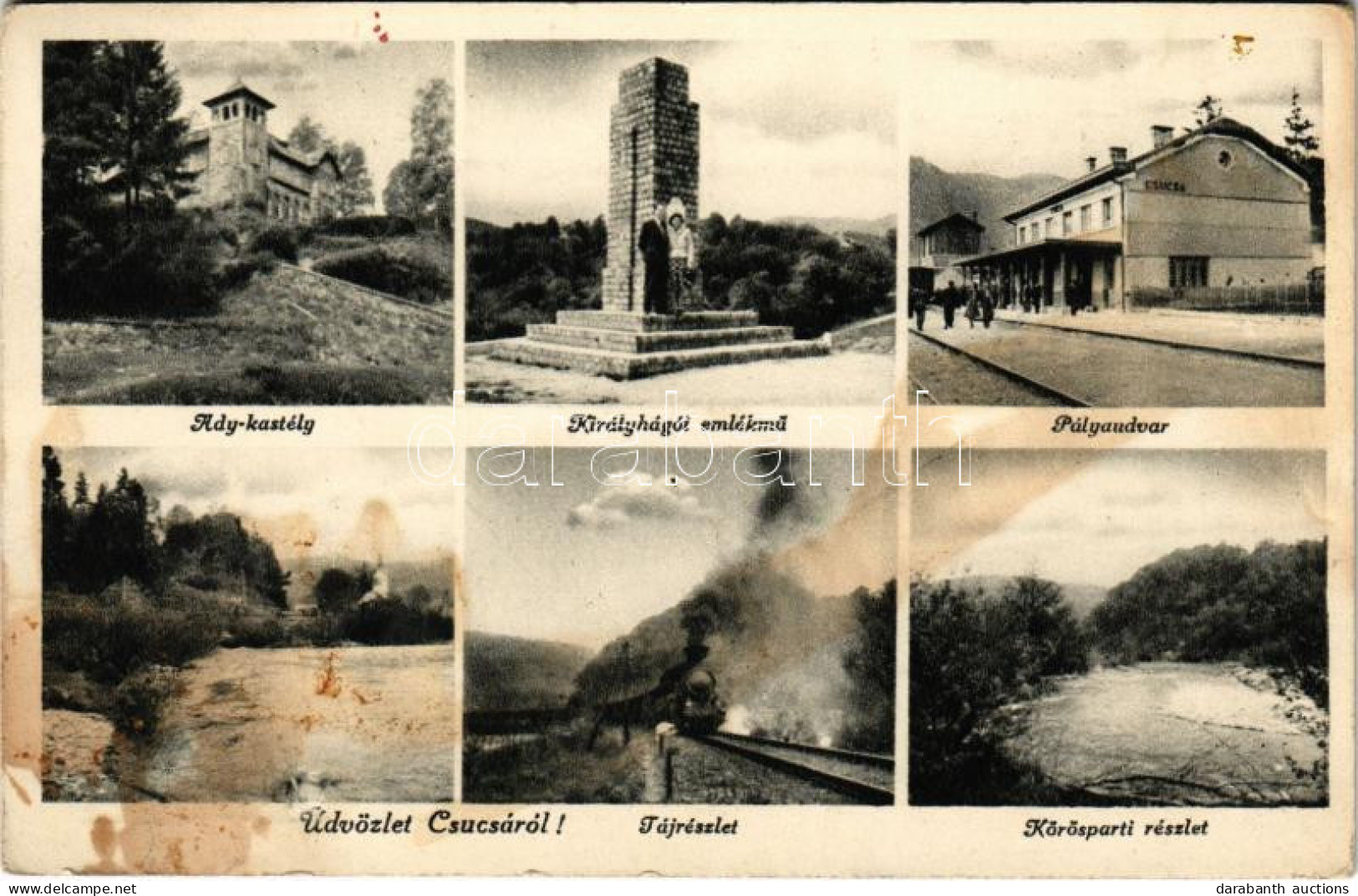 * T3 1942 Csucsa, Ciucea; Ady Kastély, Királyhágói Emlékmű, Pályaudvar, Vasútállomás, Táj Részlet, Gőzmozdony, Vonat, Kö - Non Classificati