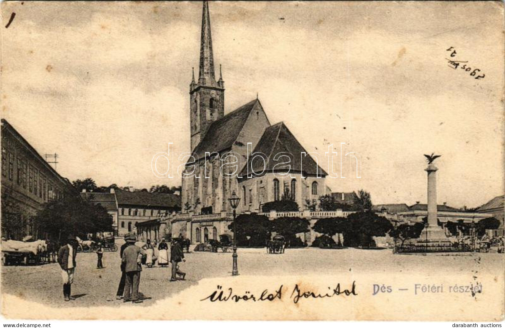 T3 1905 Dés, Dej; Fő Tér, Templom, Piac. Gálócsi Samu Kiadása / Main Square, Church, Market (fl) - Non Classificati