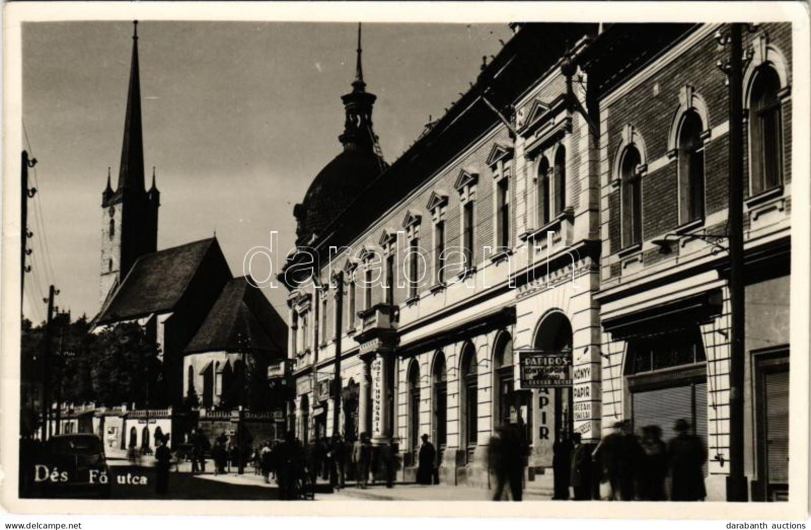 T2/T3 1943 Dés, Dej; Fő Utca, Hotel Hungaria Szálloda, Berger Adolf üzlete / Main Street, Hotel, Shop (EK) - Non Classificati