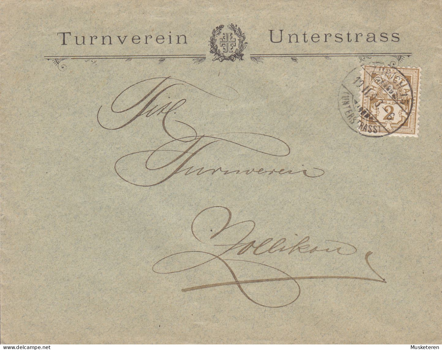 Switzerland TURNVEREIN UNTERSTRASS, ZÜRICH (Unterstrass) 1903 Cover Brief Lettre ZOLLIKON (Arr.) - Lettres & Documents