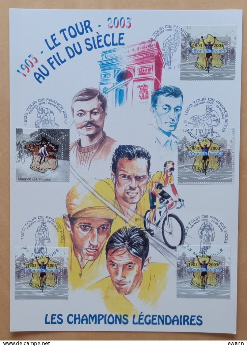 FDC Sur Encart AMIS - YT N°3582, 3583 - TOUR DE FRANCE / CYCLISME - 2003 - 2000-2009