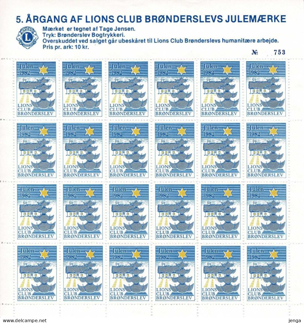 Denmark; Lions Club.  Local Christmas Seals Brønderslev 1982 & 1983 - 2 Large And 2 Small Sheet - MNH(**) Not Folded. - Rotary, Lions Club