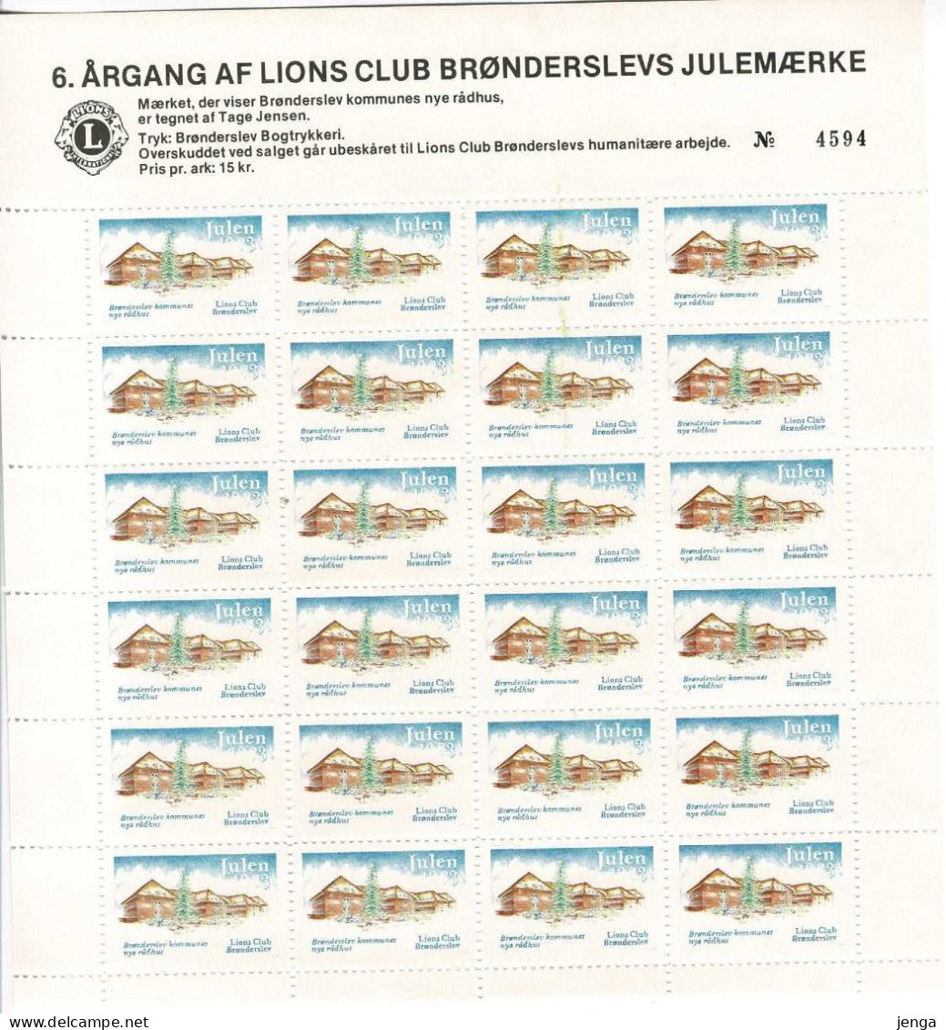Denmark; Lions Club.  Local Christmas Seals Brønderslev 1982 & 1983 - 2 Large And 2 Small Sheet - MNH(**) Not Folded. - Rotary, Lions Club