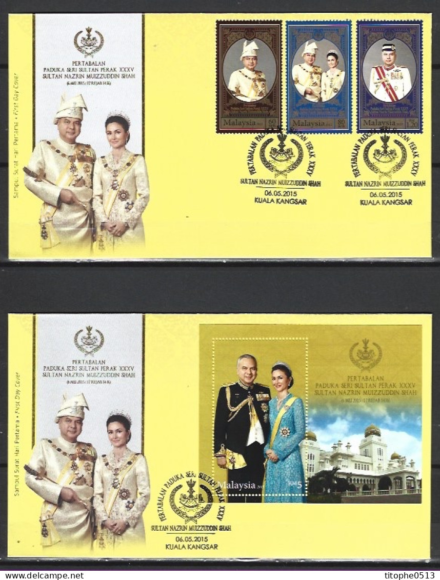 MALAISIE. N°1771-3 + BF 189 De 2015 Sur 2 Enveloppes 1er Jour. Sultan De Perak. - Malaysia (1964-...)