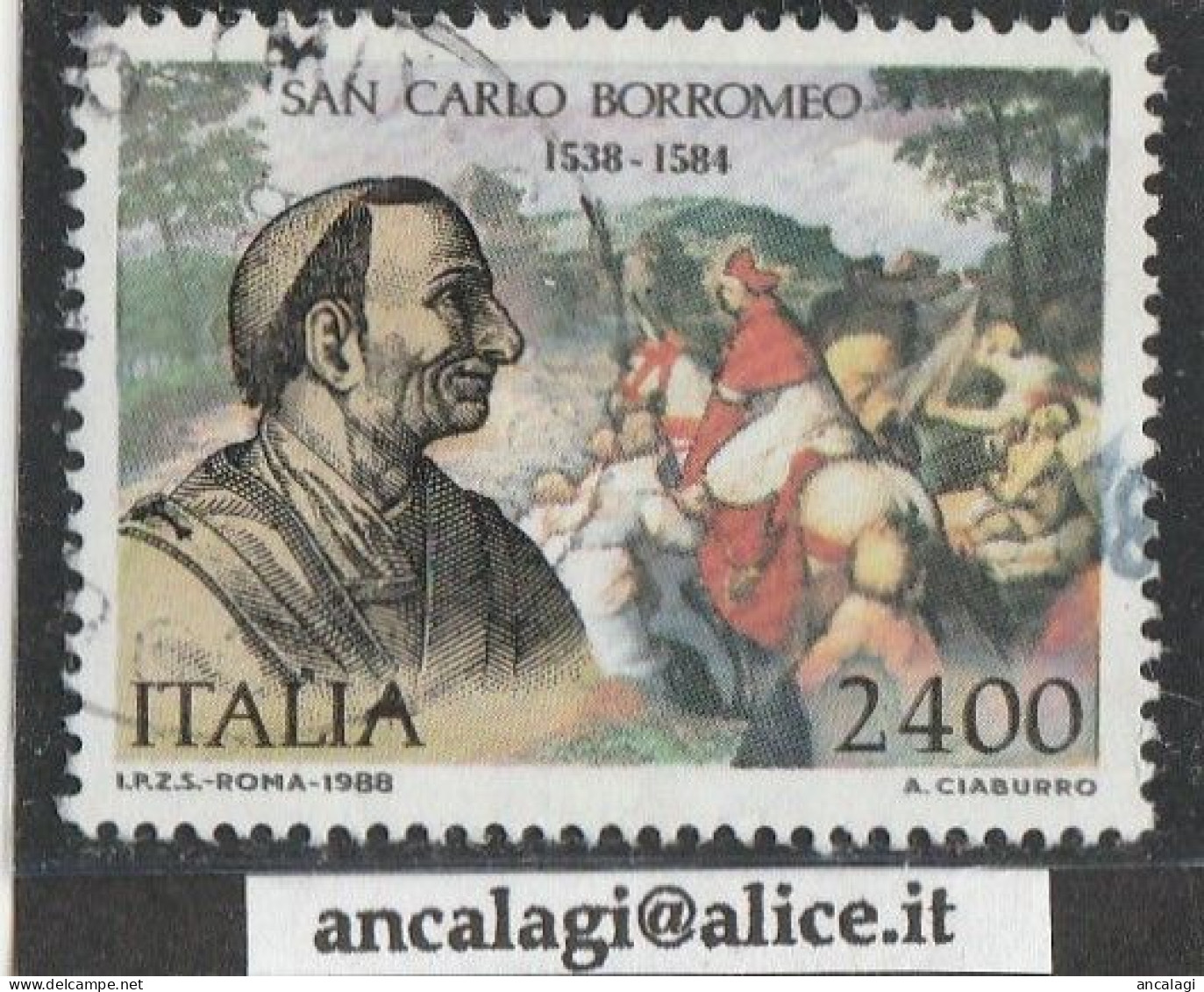 USATI ITALIA 1988 - Ref.0582A "SAN CARLO BORROMEO" 1 Val. - 1981-90: Usati