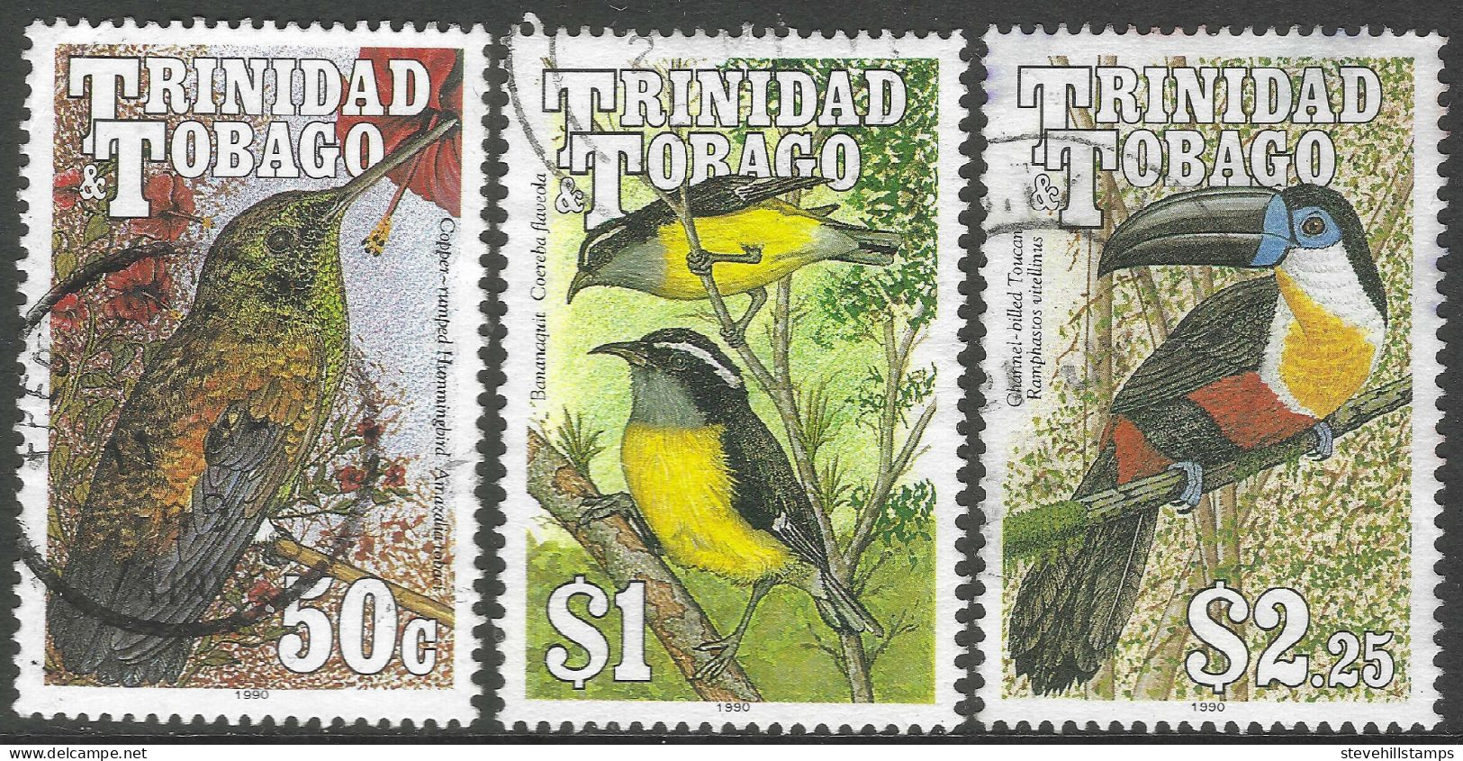 Trinidad & Tobago. 1990 Birds. 50c, $1, $2.25 Used. SG 839, 840, 793. M4049 - Trinidad En Tobago (1962-...)