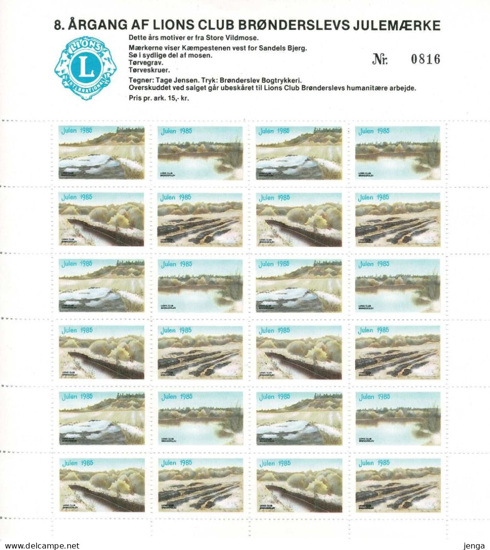 Denmark; Lions Club.  Local Christmas Seals Brønderslev 1984 & 1985 - 2 Large And 2 Small Sheet - MNH(**) Not Folded. - Rotary, Lions Club