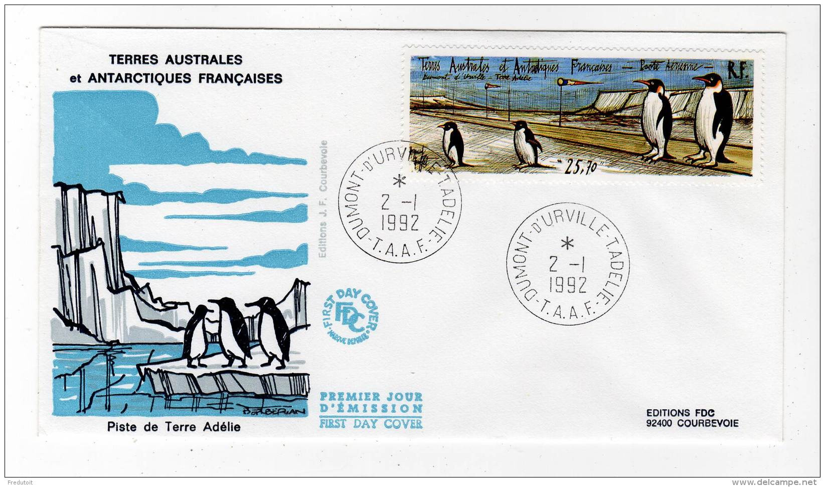 FDC - TAAF - PA N°124 (1992) Piste De Terre Adélie - FDC