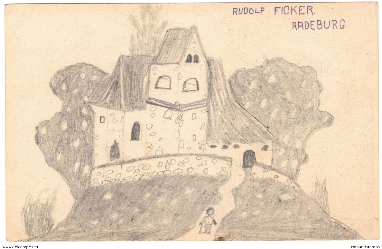 Postkarte Radeburg Rudolf FICKER Zeichnung Auf Postkarte 1915 Gold Gab Ich Zur Wehr/Eisen Nahm Ich Zur Ehr, I-II - Waterverf