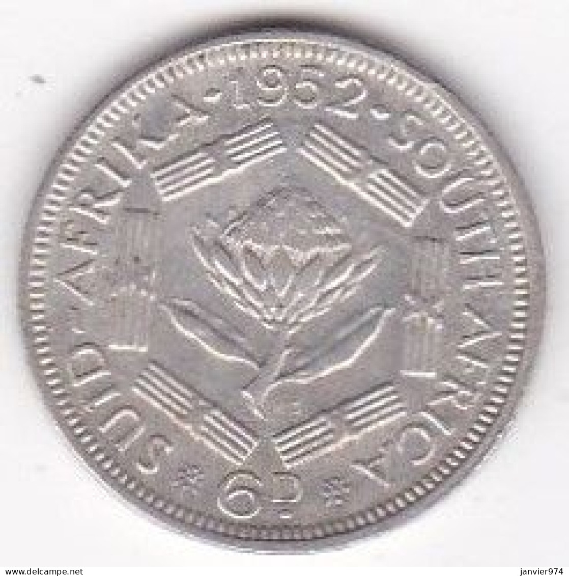 Afrique Du Sud 6 Pence 1952, George VI , En Argent , KM# 36.2 - Afrique Du Sud