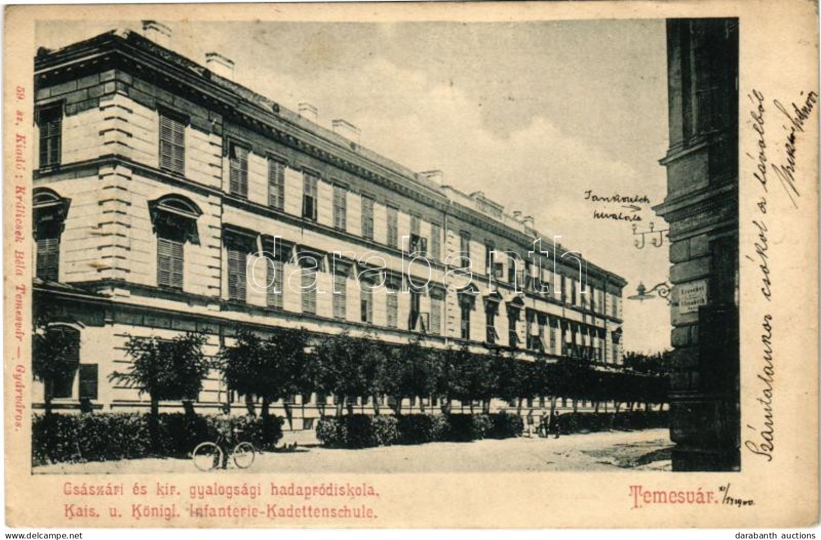 T2/T3 1900 Temesvár, Timisoara; Császári és Kir. Gyalogsági Hadapródiskola. Králicsek Béla Kiadása / Kais. U. Königl. In - Zonder Classificatie