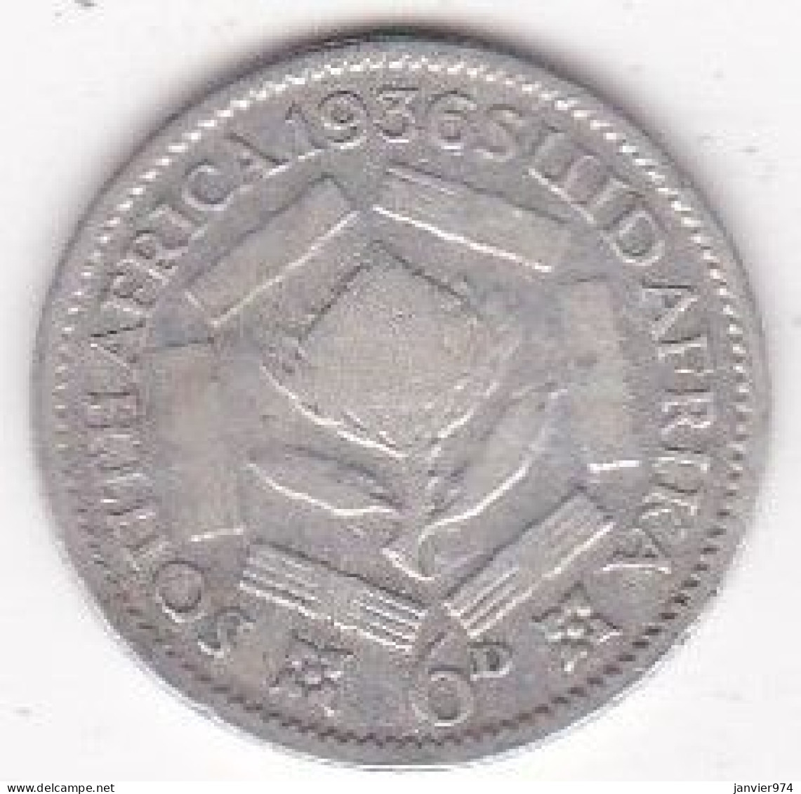 Afrique Du Sud 6 Pence 1936, George V , En Argent , KM# 16. - Afrique Du Sud