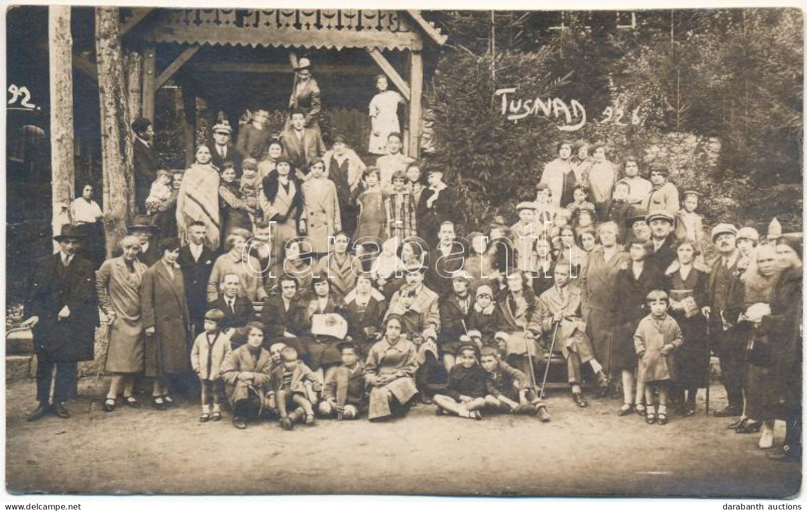 * T4 1928 Tusnádfürdő, Baile Tusnad; Fürdővendégek Csoportja / Group Of Spa Guests. Adler Photo (vágott / Cut) - Ohne Zuordnung