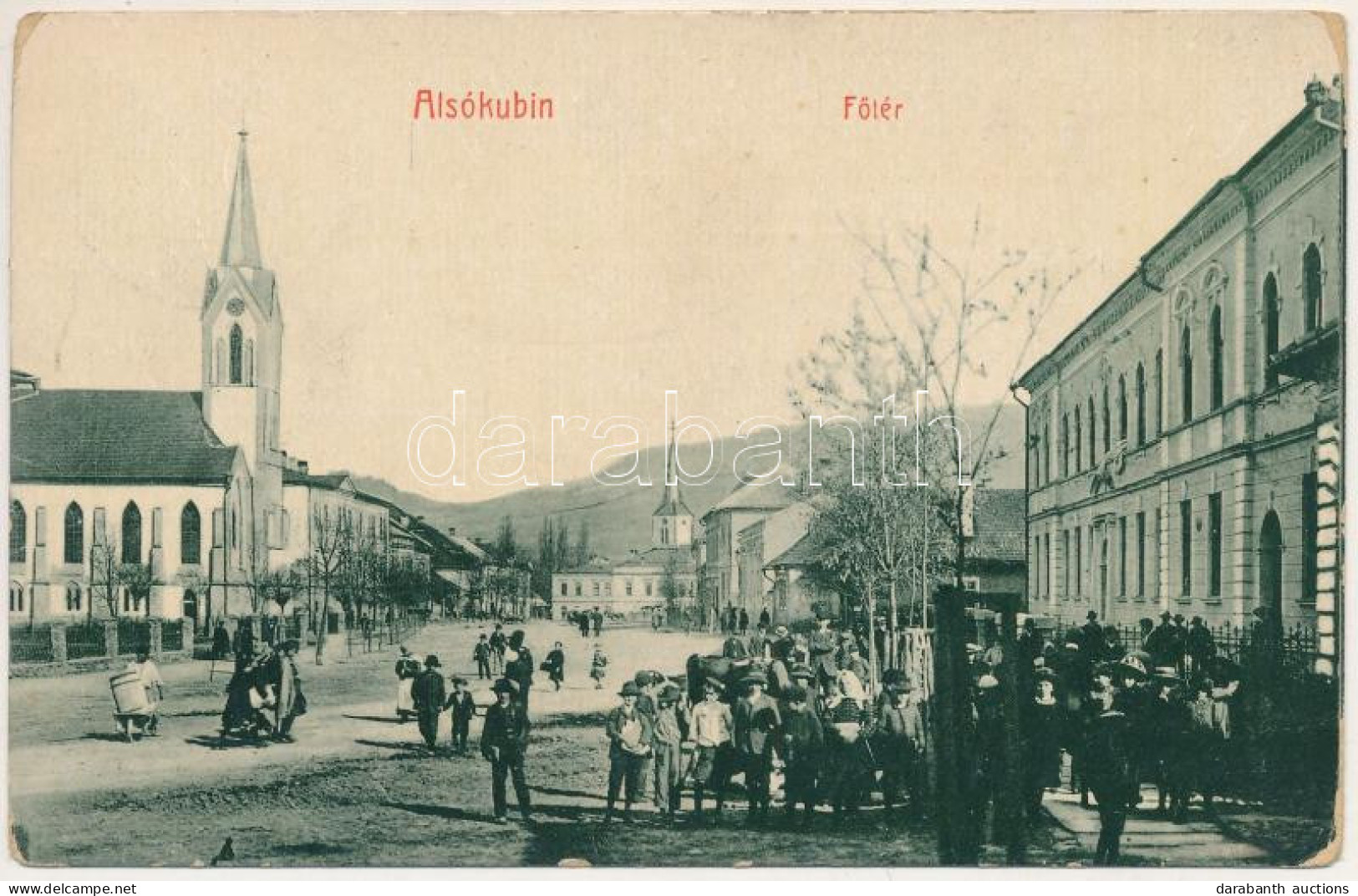T3 Alsókubin, Dolny Kubín (Árva, Orava); Fő Tér, Templomok. W.L. Bp. 2441. / Main Square, Churches (kopott Sarkak / Worn - Unclassified