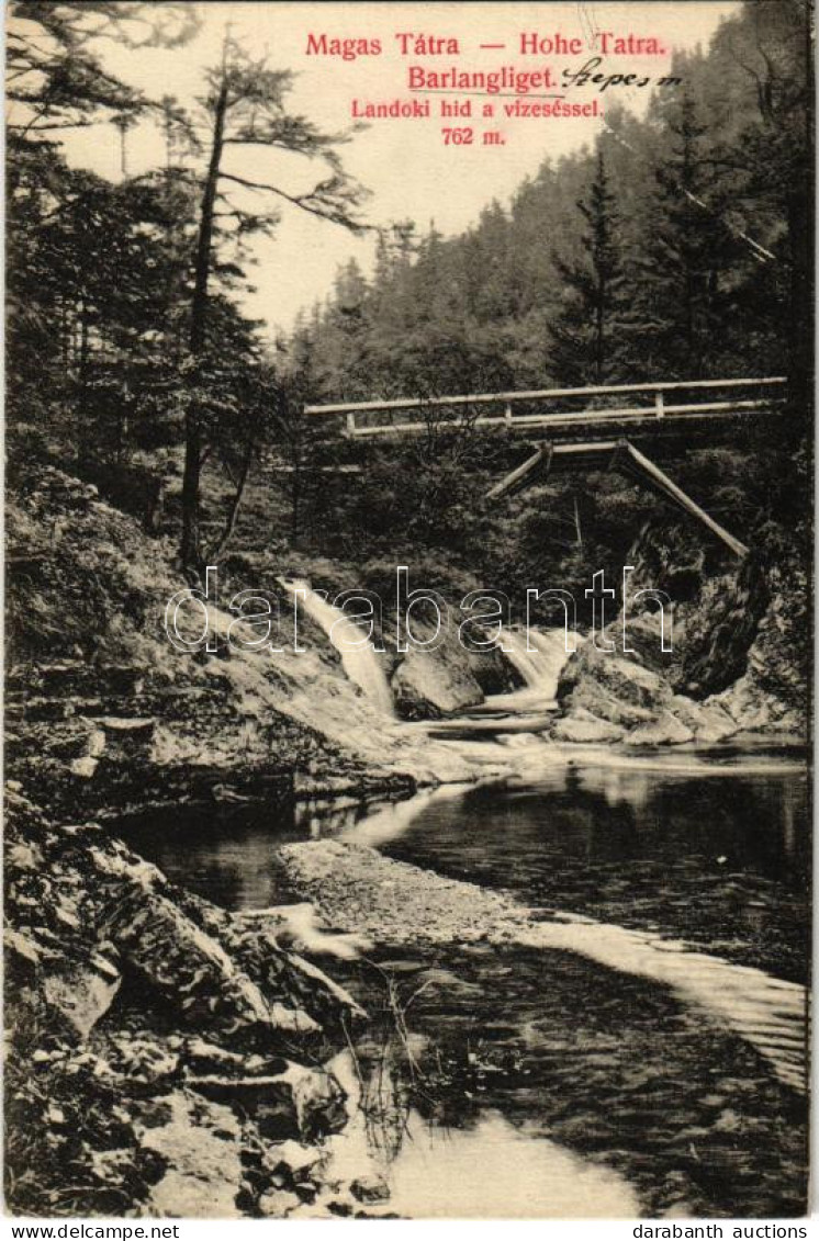 T2/T3 1912 Barlangliget, Höhlenhain, Tatranská Kotlina (Tátra, Magas Tátra, Vysoké Tatry); Landoki Híd Vízeséssel. Wlasz - Unclassified