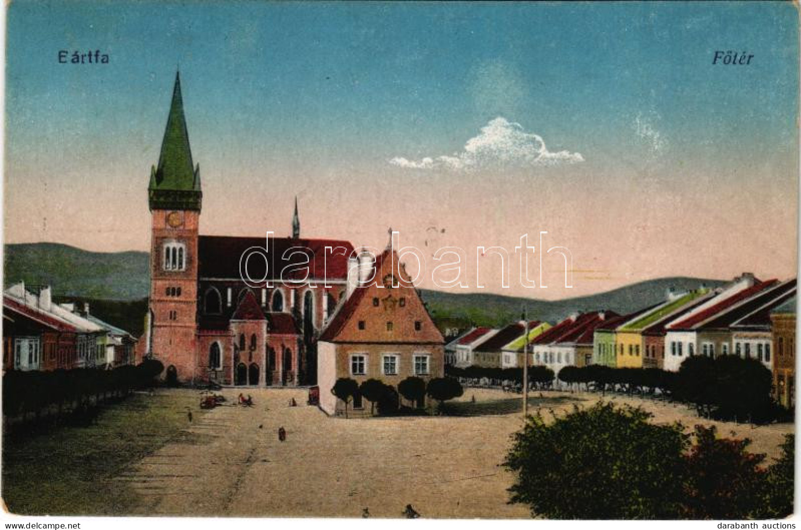 T2/T3 1918 Bártfa, Bardiov, Bardejov; Fő Tér, Városháza, Piac. Salgó Mór Kiadása / Main Square, Town Hall, Market (kopot - Zonder Classificatie