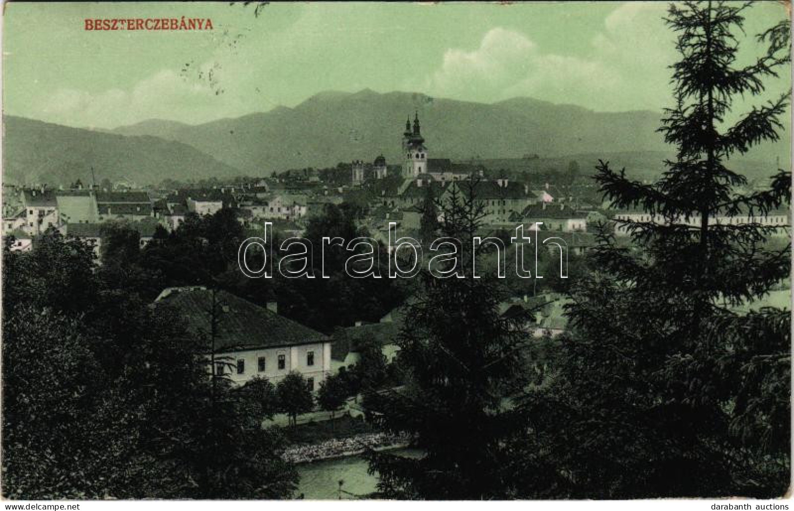 T2/T3 1917 Besztercebánya, Banská Bystrica; Látkép. Machold F. Kiadása / General View (EK) - Unclassified