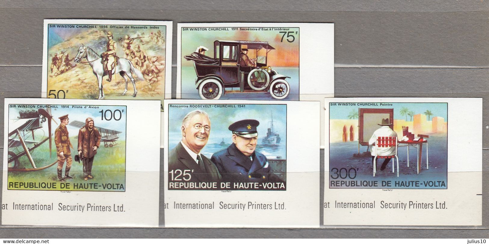 HAUTE VOLTA Imperforated 1975 Churchill  Mi 545-549, Sc 346-350, Y&T 545-549 MNH (**) #34116 - Alto Volta (1958-1984)