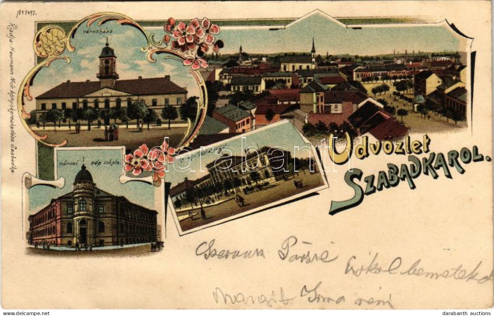 * T3 1900 Szabadka, Subotica; Városháza, Városi Népiskola, Postahivatal. Heumann Mór Kiadása / Town Hall, School, Post O - Unclassified