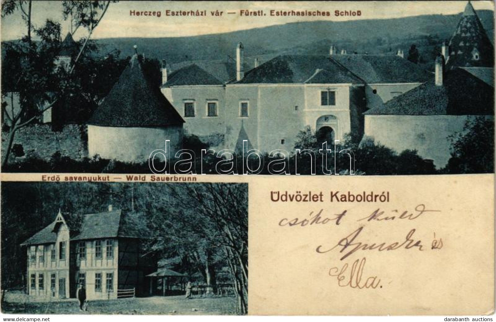 T2/T3 1915 Kabold, Kobersdorf; Herceg Esterházy Vár, Kastély, Erdő Savanyúkút / Fürstl. Esterhasisches Schloss, Wald Sau - Ohne Zuordnung