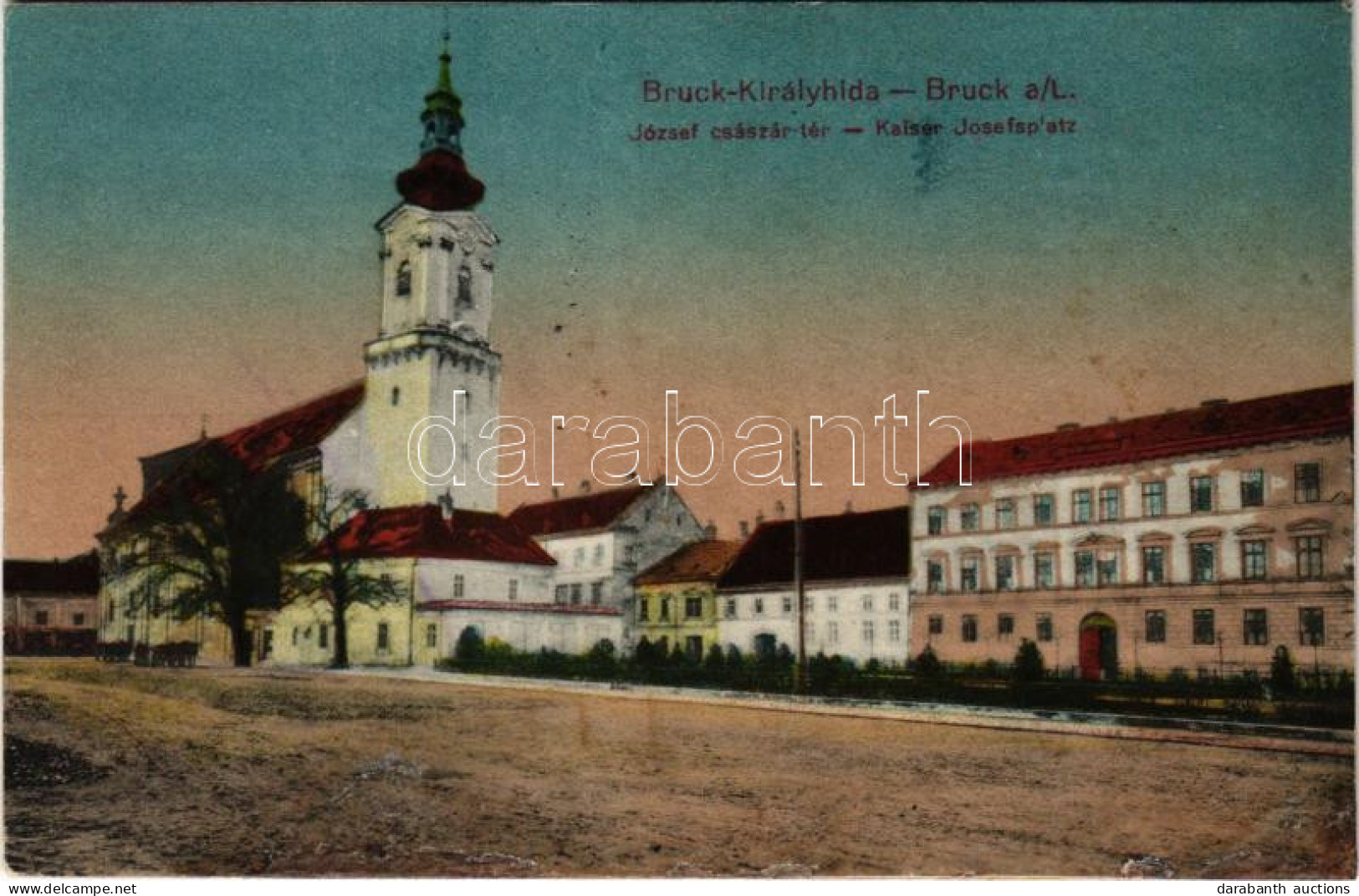 * T4 1918 Lajtabruck, Bruck An Der Leitha; József Császár Tér, Templom / Kaiser Josefsplatz / Square, Church (r) - Ohne Zuordnung