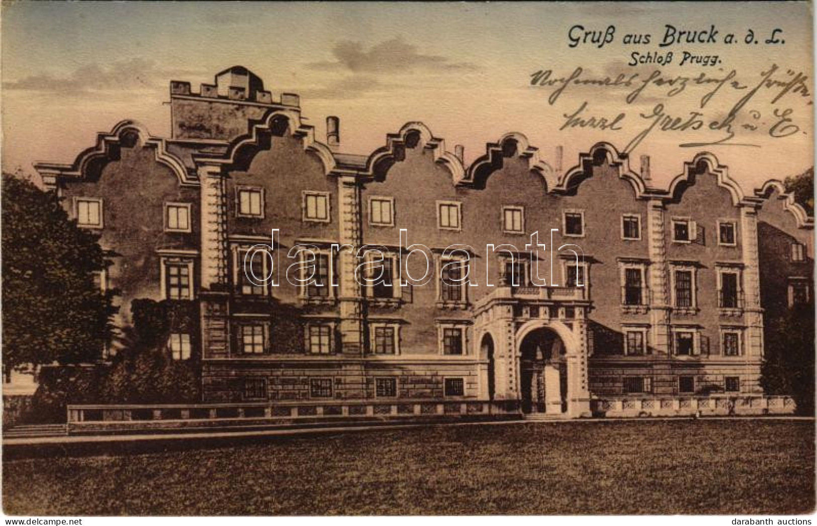 T3 1918 Lajtabruck, Bruck An Der Leitha; Gräfl. Harrach'sches Schloss Prugg / Harrach (Prugg) Kastély. Marie Huber Kiadá - Ohne Zuordnung