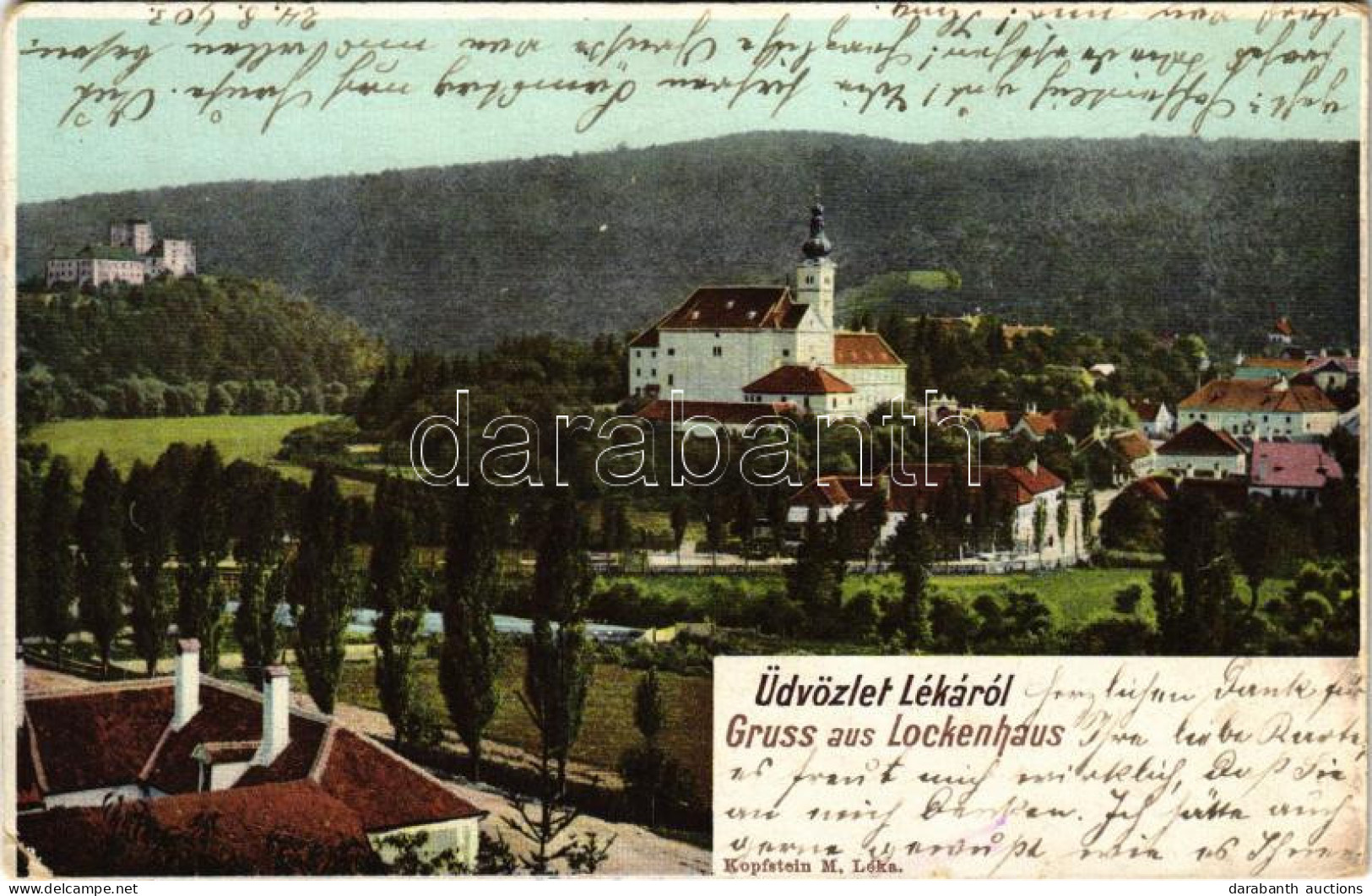 * T4 1903 Léka, Lockenhaus; Látkép, Vár. Kopfstein M. Kiadása / Schloss / Castle (EK) - Zonder Classificatie