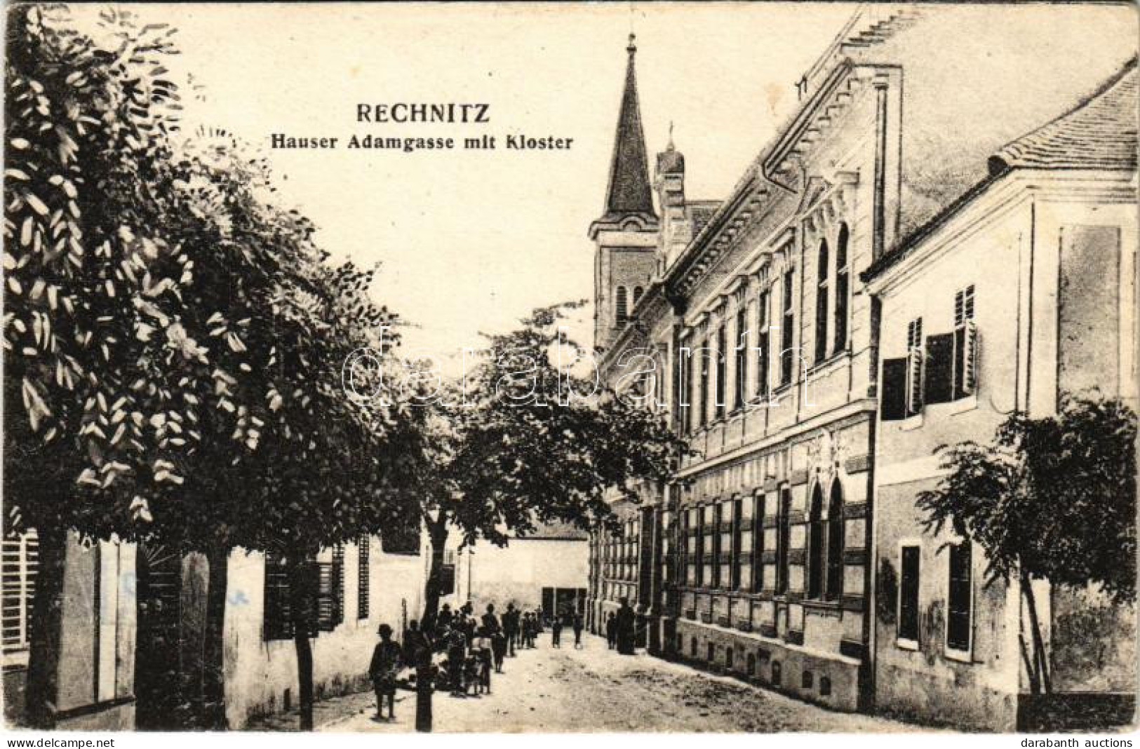 * T3 Rohonc, Rechnitz; Hauser Adamgasse Mit Kloster / Hauser Adam Utca Zárdával. Adolf Stelczer Kiadása / Street View, N - Zonder Classificatie