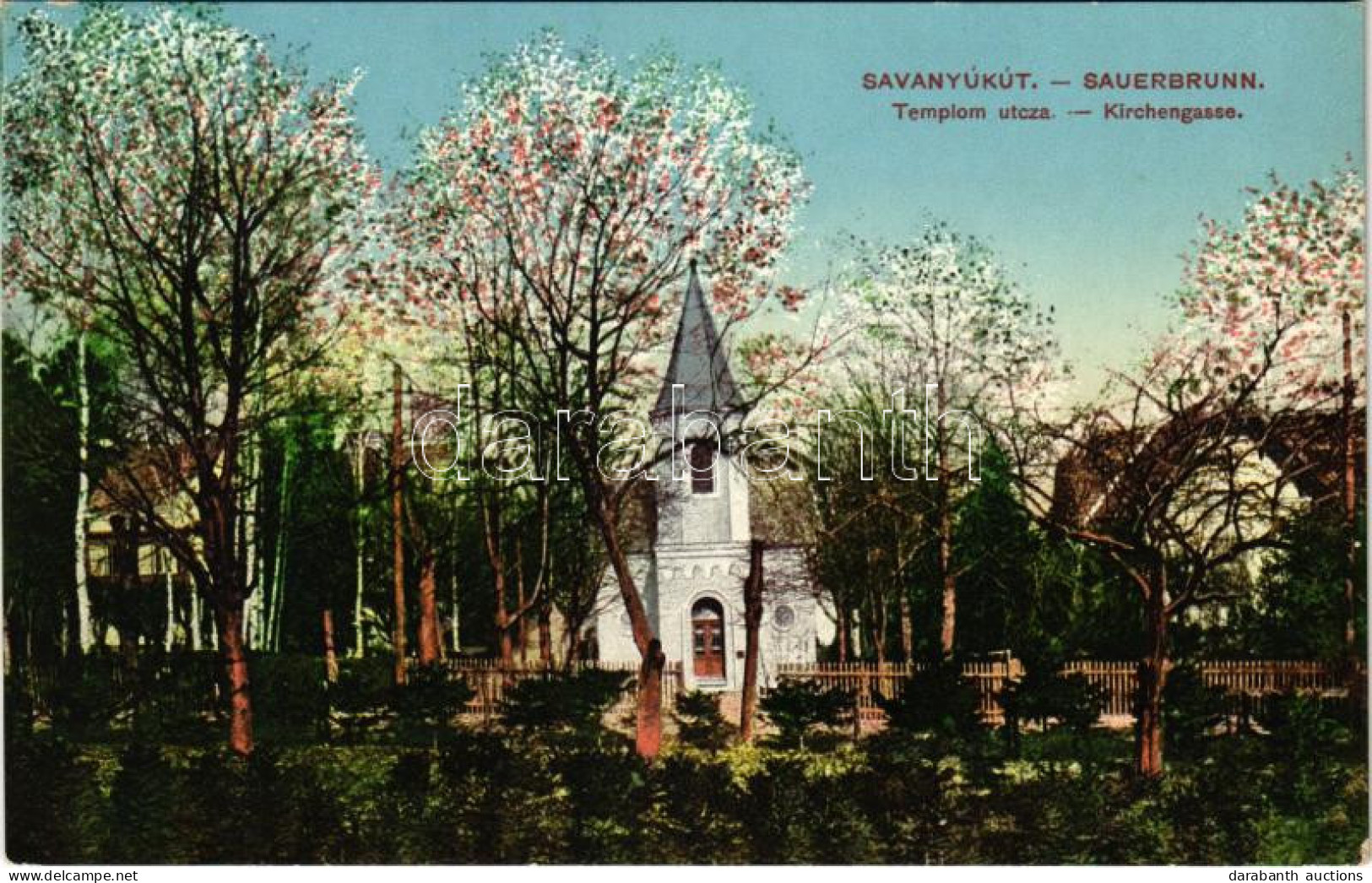 ** T2 Savanyúkút, Sauerbrunn; Templom Utca. Hönigsberg Frigyes Kiadása / Kirchengasse / Church Street - Unclassified