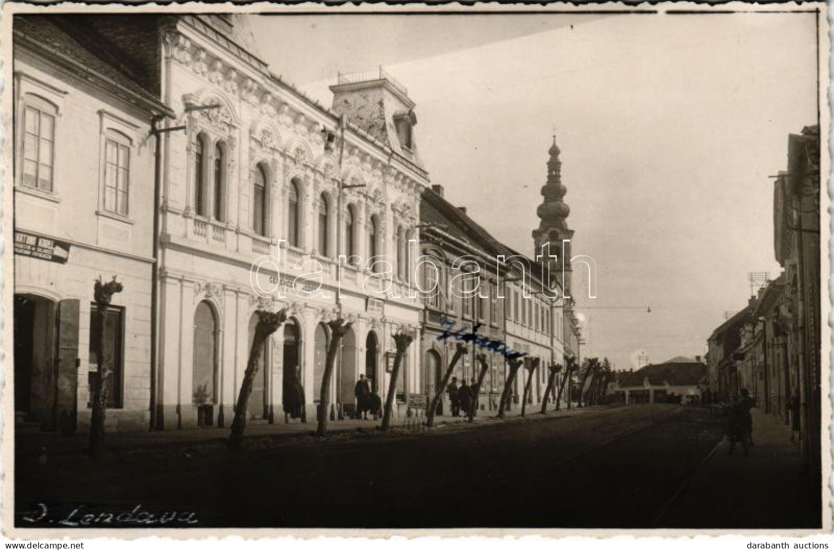 T2/T3 1941 Alsólendva, Alsó-Lendva, Dolnja Lendava; Utca, Katona, Gerencer Jozef üzlete, Templom / Street View, Shops, C - Zonder Classificatie