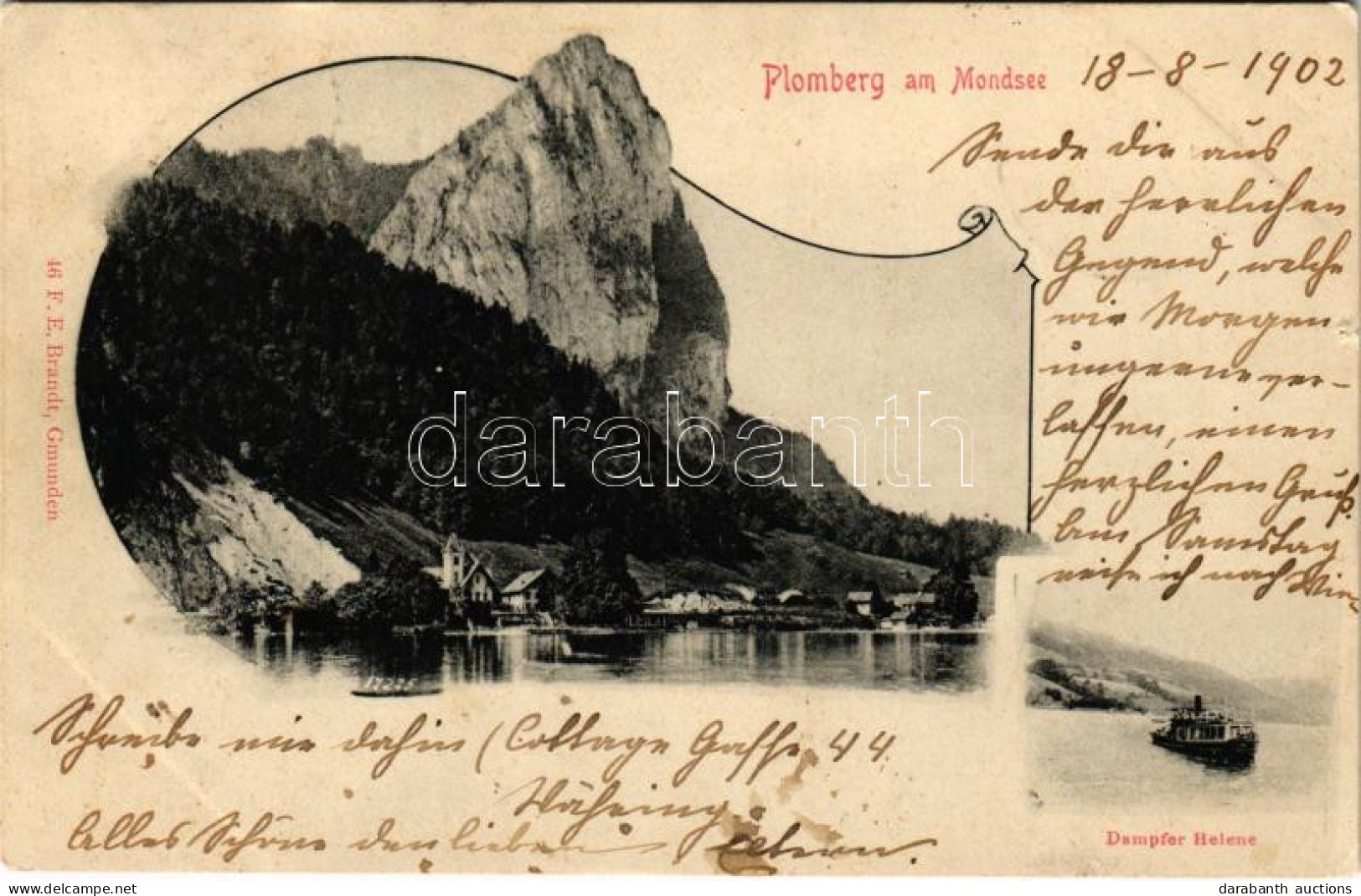 T2/T3 1902 Plomberg Am Mondsee, General View, Steamship. F. E. Brandt 46. - Non Classés