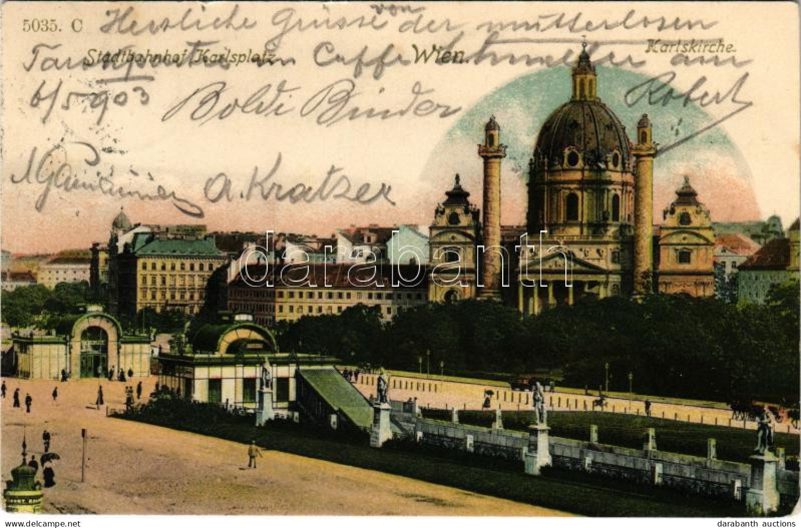 T2 1903 Wien, Vienna, Bécs; Stadtbahnhof Karlsplatz, Karlskirche / Railway Station, Church - Ohne Zuordnung